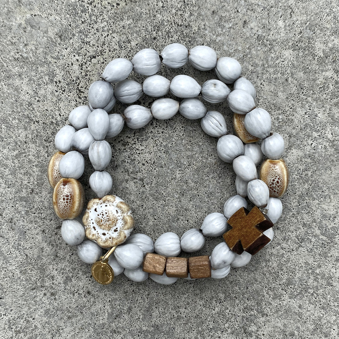 Nature & Porcelain | Wild Grass wrap-around Rosary Bracelet