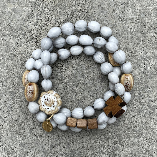 Nature & Porcelain | Wild Grass wrap-around Rosary Bracelet