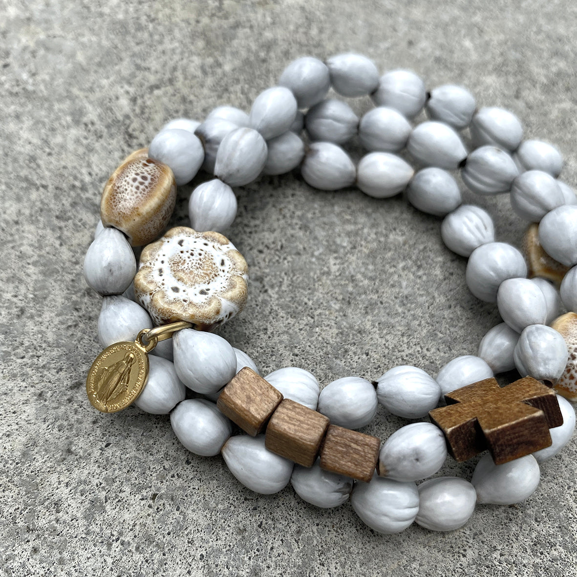 Nature & Porcelain | Wild Grass wrap-around Rosary Bracelet