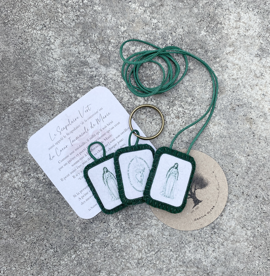 Arrival New | Silver Collection | Green Scapular of the Immaculate Heart