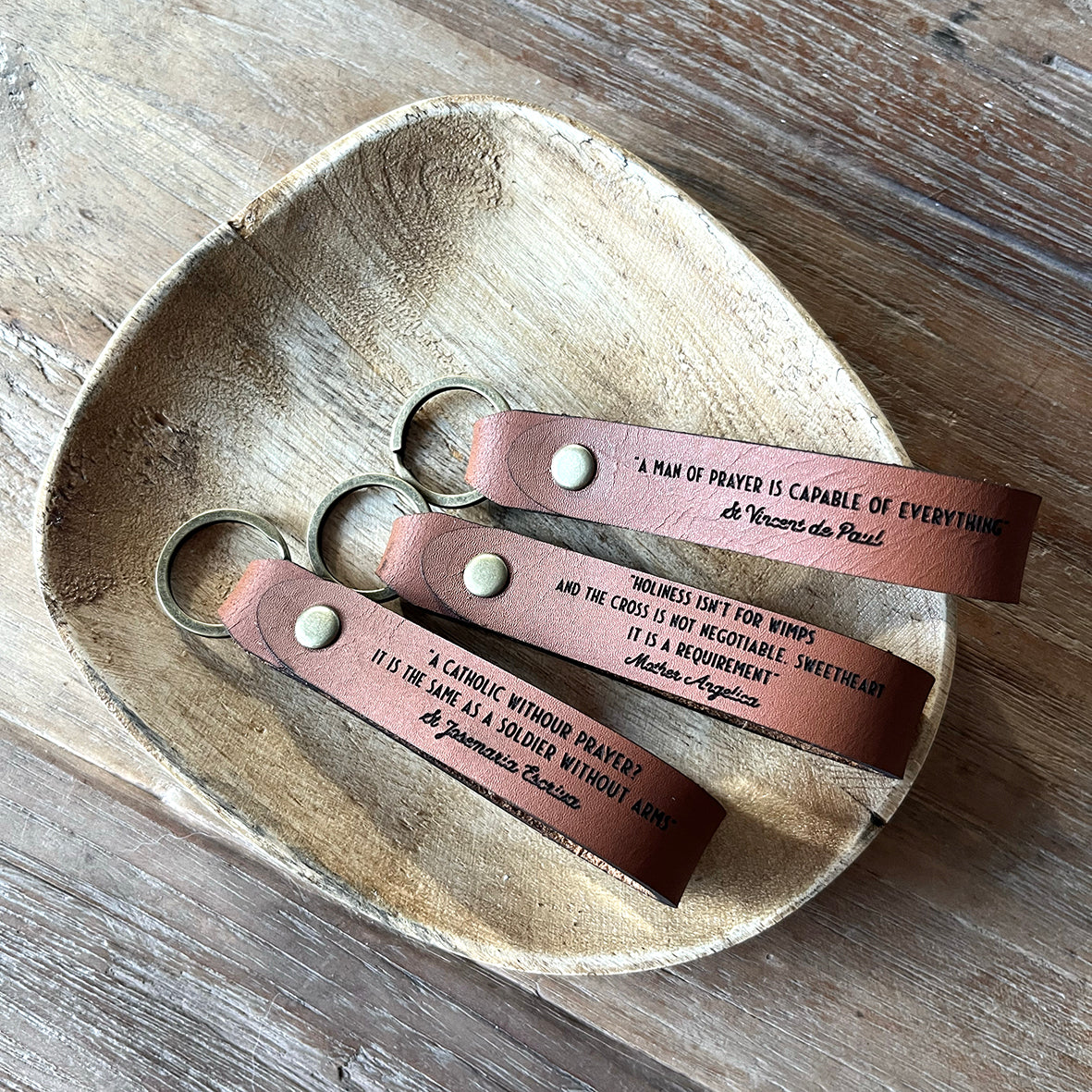 Arrival New | Leather |  Keyring & Saint Quote