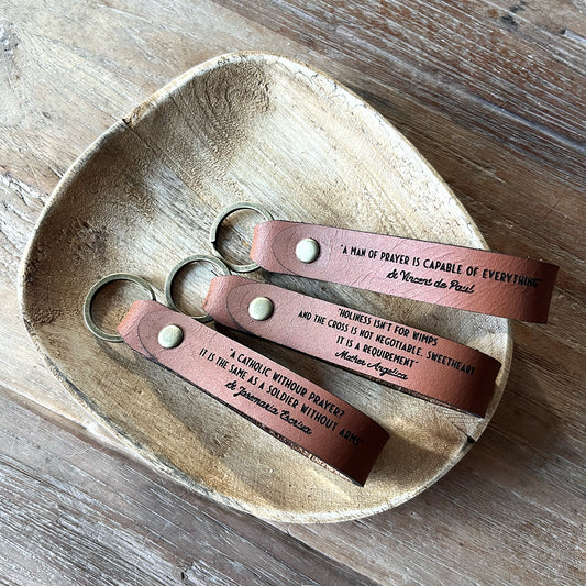 Arrival New | Leather |  Keyring & Saint Quote