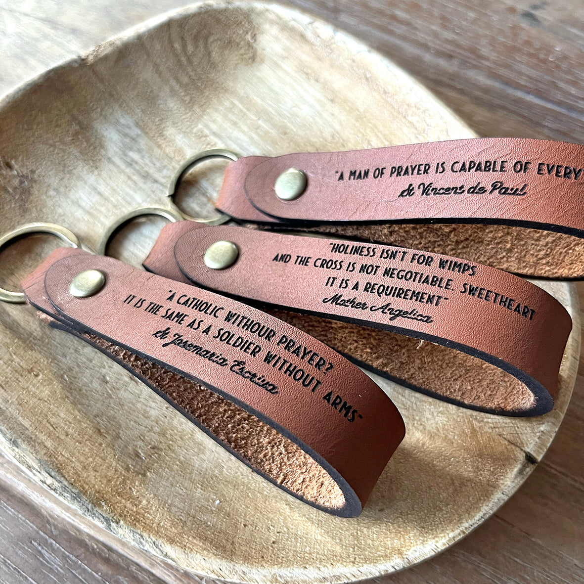 Arrival New | Leather |  Keyring & Saint Quote